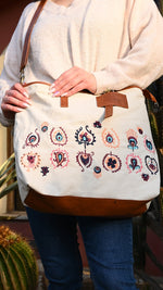 Load image into Gallery viewer, City Bag - Abstract Flowers - Off White