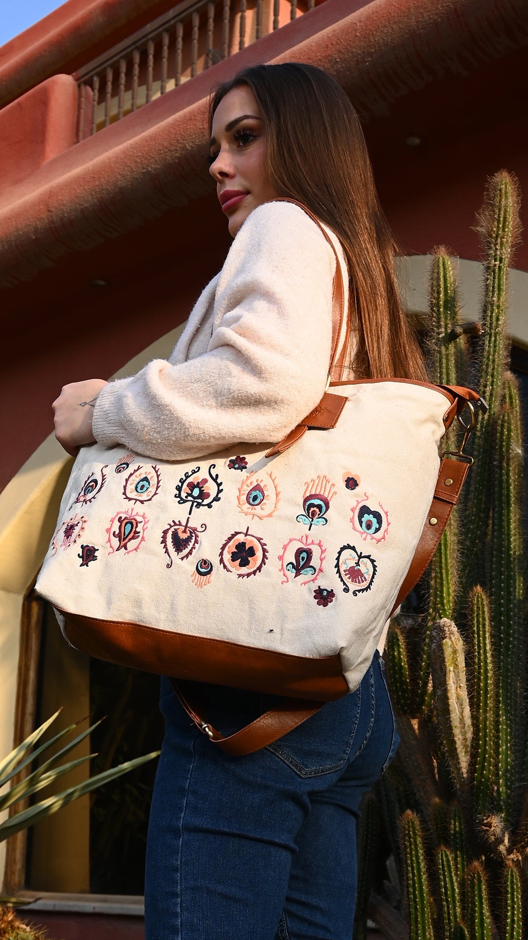 City Bag - Abstract Flowers - Off White