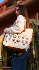 Load image into Gallery viewer, City Bag - Abstract Flowers - Off White
