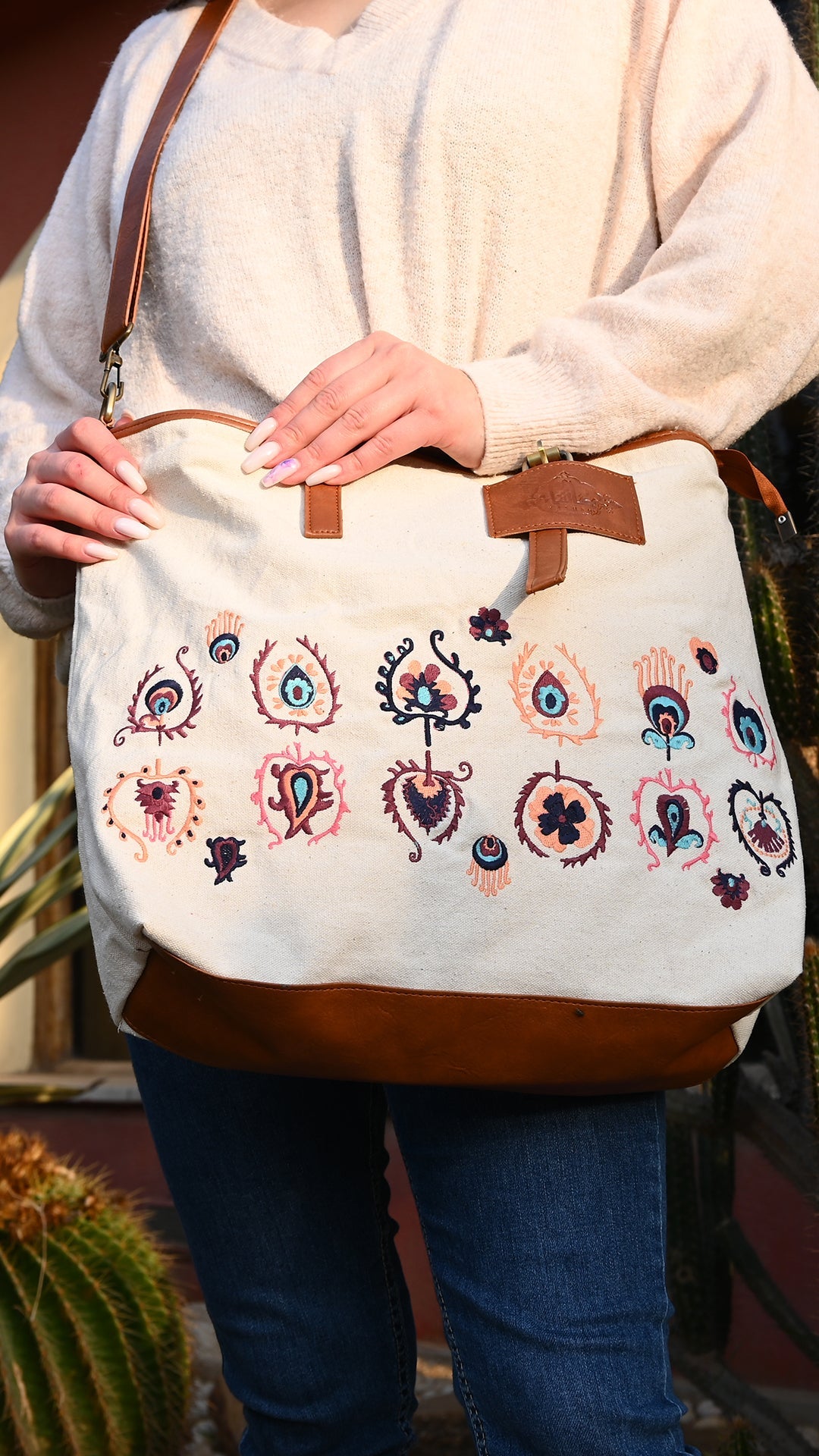 City Bag - Abstract Flowers - Off White